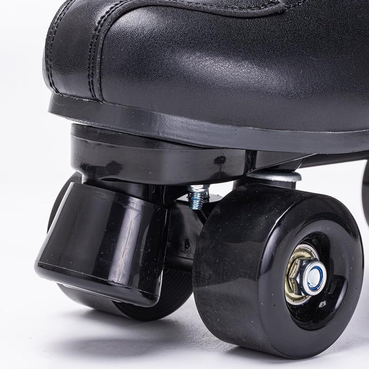 SCNUT Roller Skates Women Men High-Top PU Leather Roller Skate Classic Double-Row Roller Skates Outdoor Indoor Quad-Skates with Light up Shoe Laces (Black Wheel, 46-Women's 12 / Men's 11)