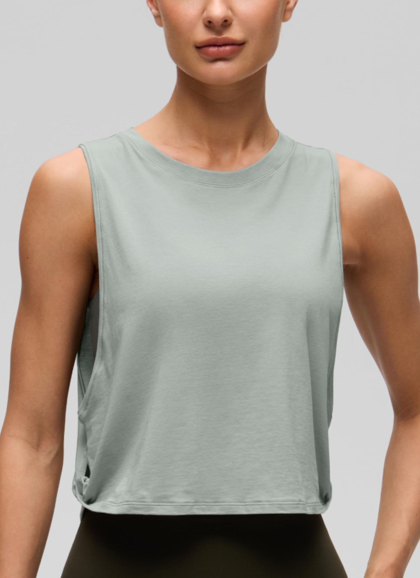 CRZ YOGA Pima Cotton Dropped Armhole Tank Jade Grey Medium