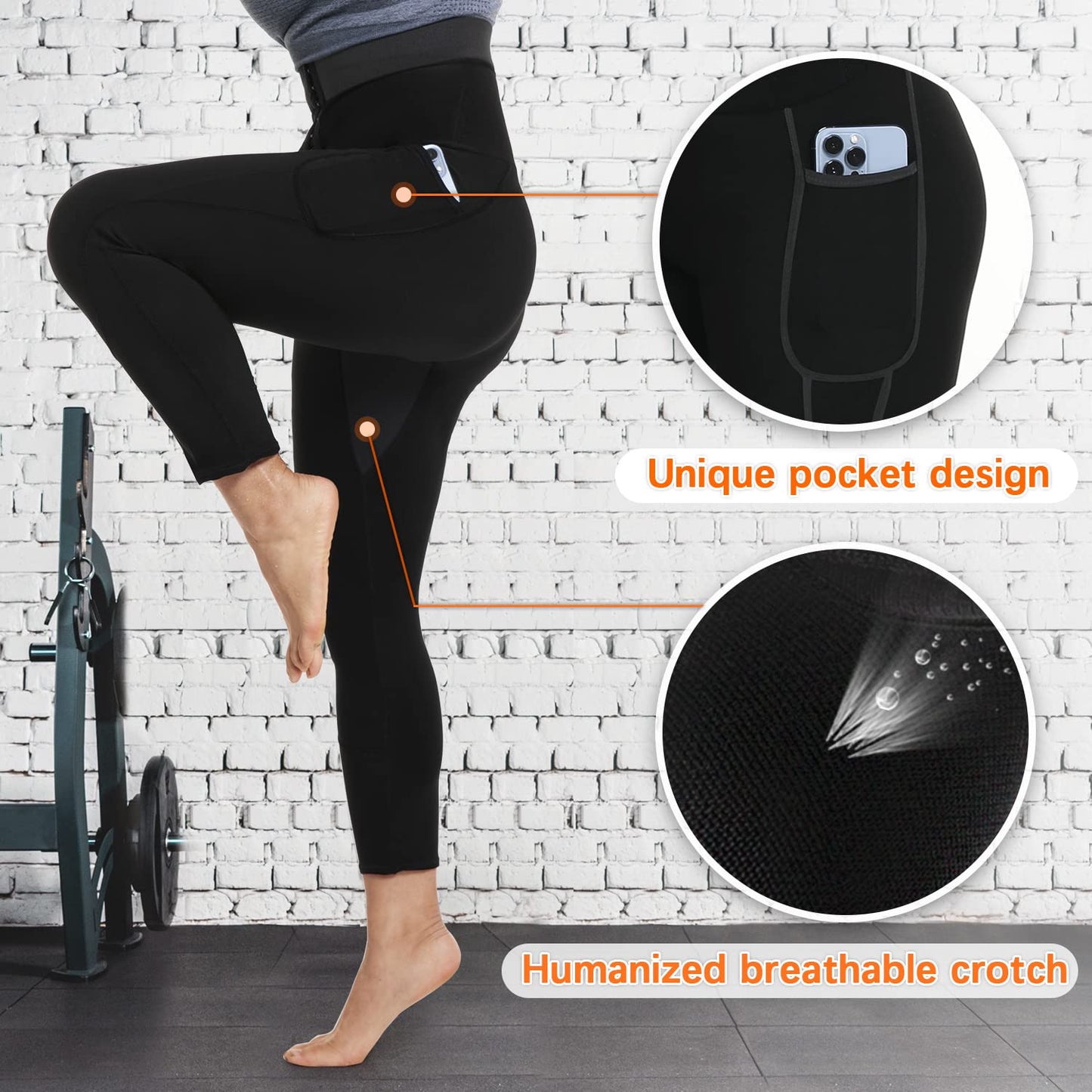 LMCOB Women Sauna Sweat Pants Compression Slimming Leggings(70061-1MC-L)
