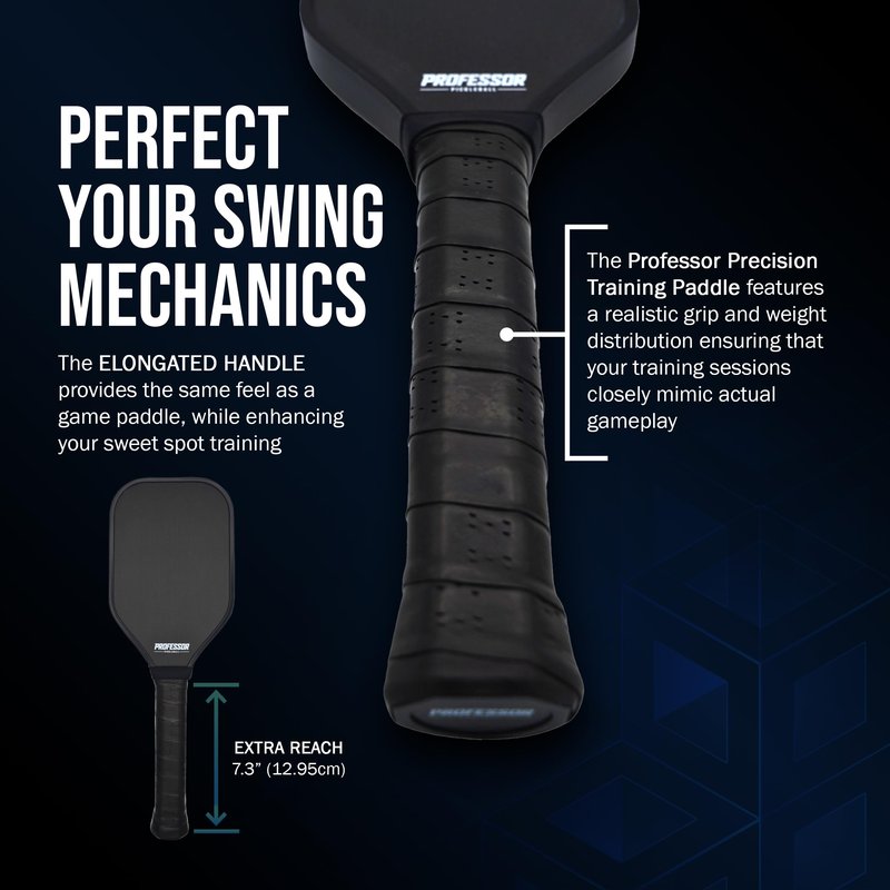 Professor Pickleball Training Paddle - Sweet Spot Enhancement with Extended Handle - T700 Raw Carbon Fiber Construction, 16MM Core Practice Pickleball Trainer Paddle