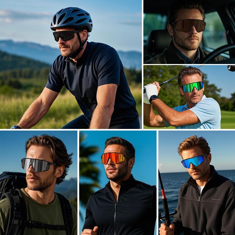 Ofwin Polarized Sports Sunglasses for Men Women UV Protection Cycling Bike Running Wrap Around Sun Glasses Matte Black Frame/Gray Lens