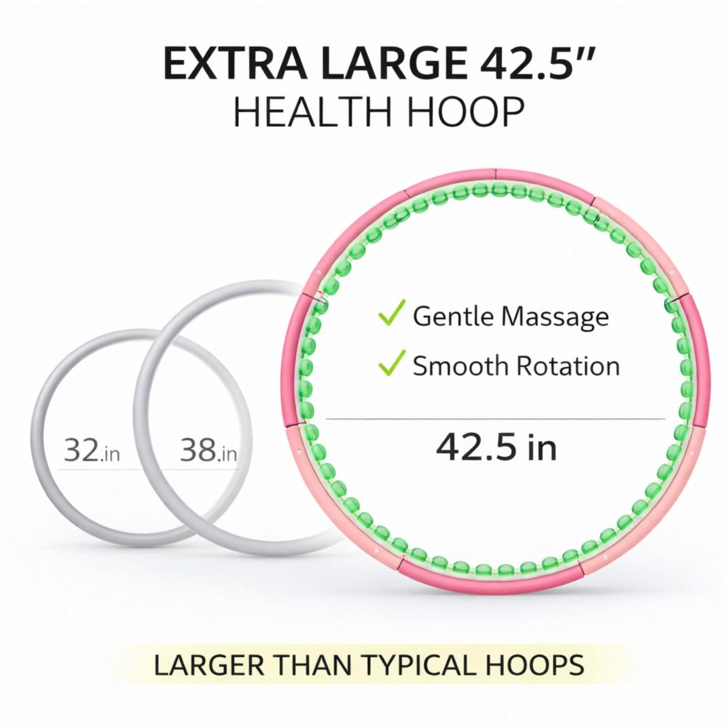 Health Hoop Weighted Fitness Hoop for Adults, Full Size 42.5" Large Diameter - Deep Massage Cushion Balls, Core Workout, Waist Training, Fat Burning Made in Korea (Advanced-2.5kg(5.5lb))