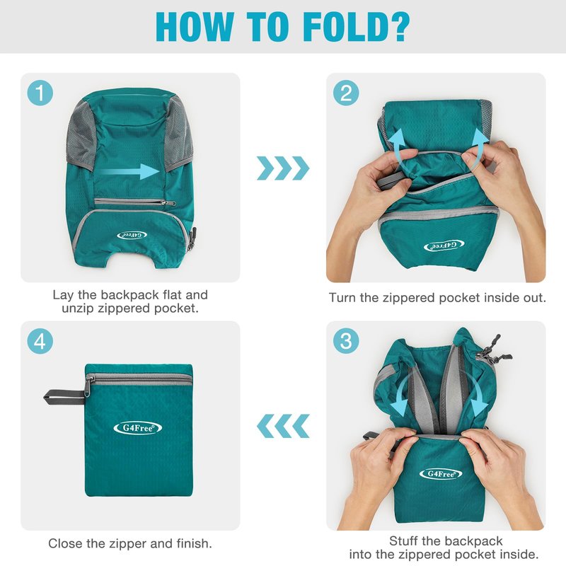 G4Free Lightweight Packable Hiking Backpack for Men Women Small Hiking Daypacks Foldable Shoulder Pack Casual Outdoor Bag 11L
