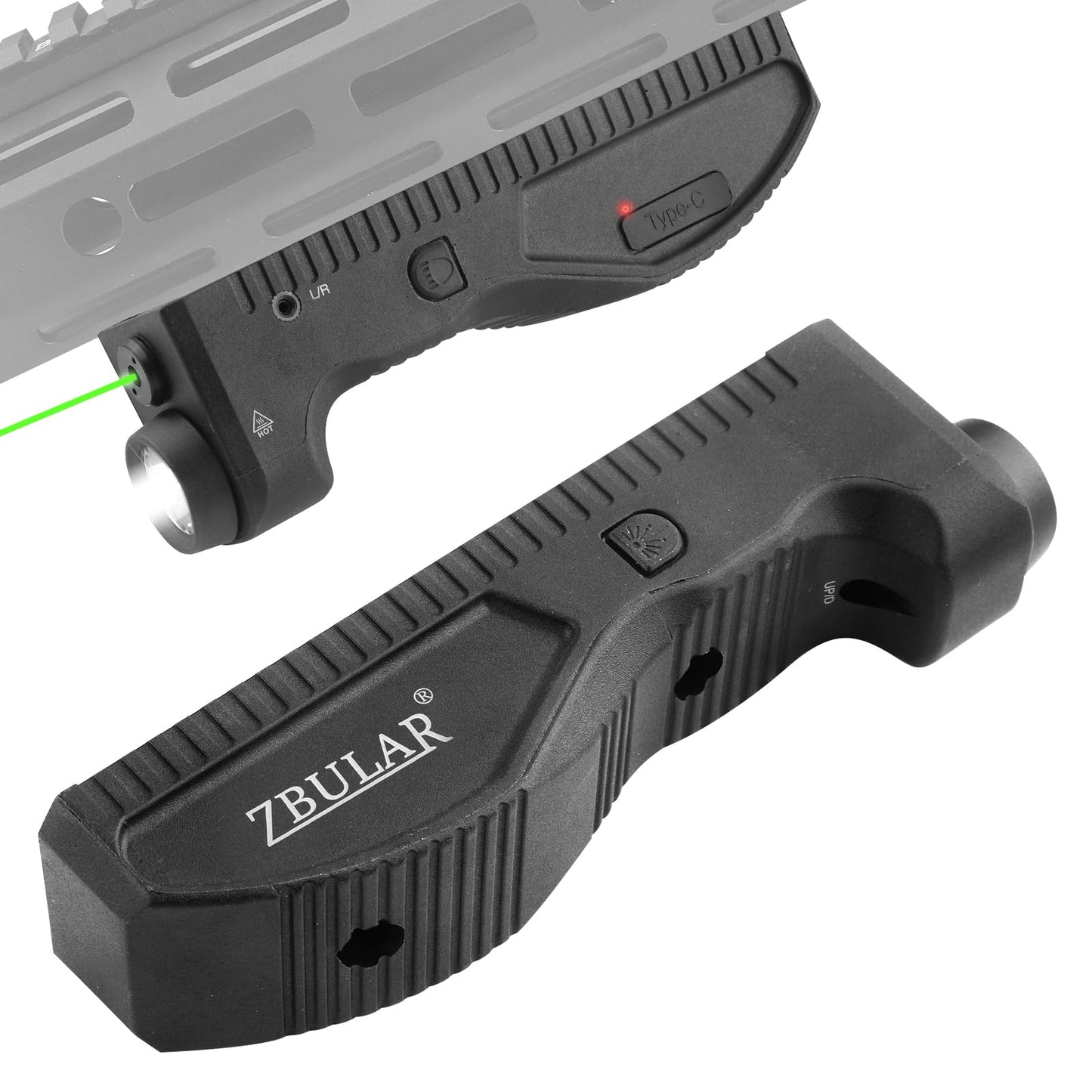 ZBULAR 1650 Lumens Strobe Function,Light Laser Combo Compatible with M-Lok Rail Surface, Tactical Flashlight and Laser Sight,High Real Lumen,USB-C Rechargeable IIIA Class Laser Power Output ≤5mW