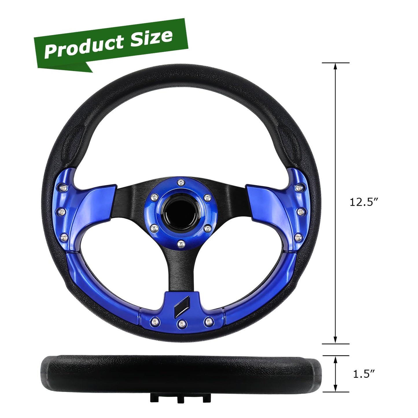 Universal Golf Steering wheel Ergonomic Fit for Club Car DS and Club Car DS Precedent EZGO Yamaha Golf (5156A-blue)