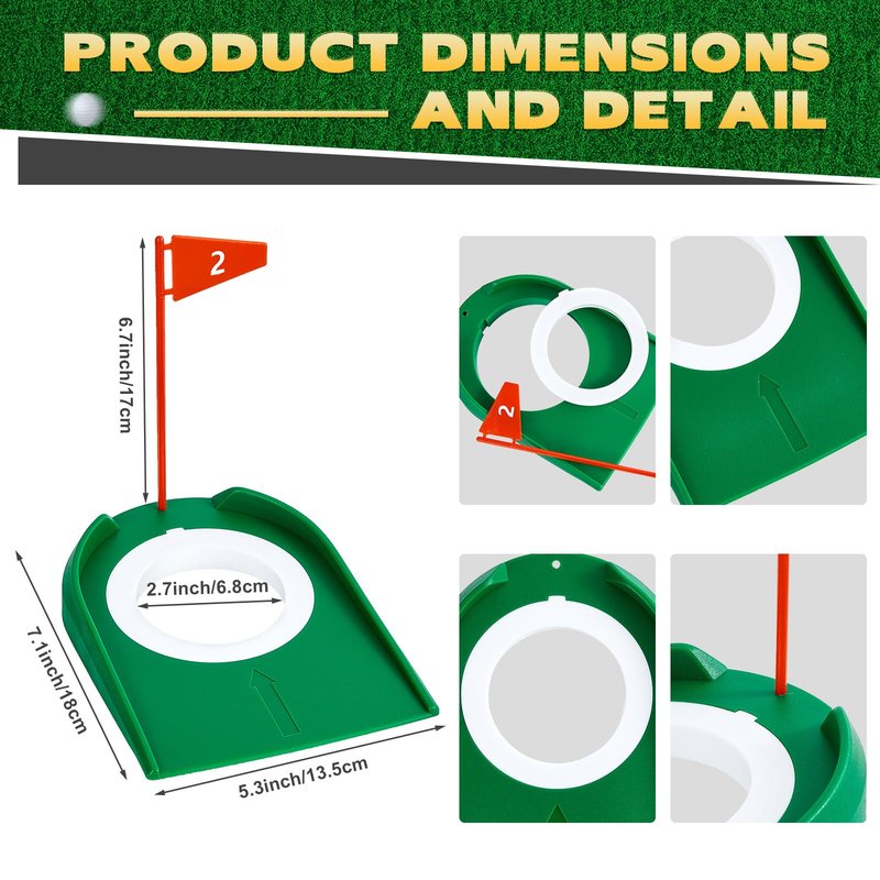 Sotiff 1-2 Golf Putting Practice Cup Hole Training Aids Golf Accessories Training Putters with Plastic Flag for Adult Office Garage Yard Indoor Outdoor Practice