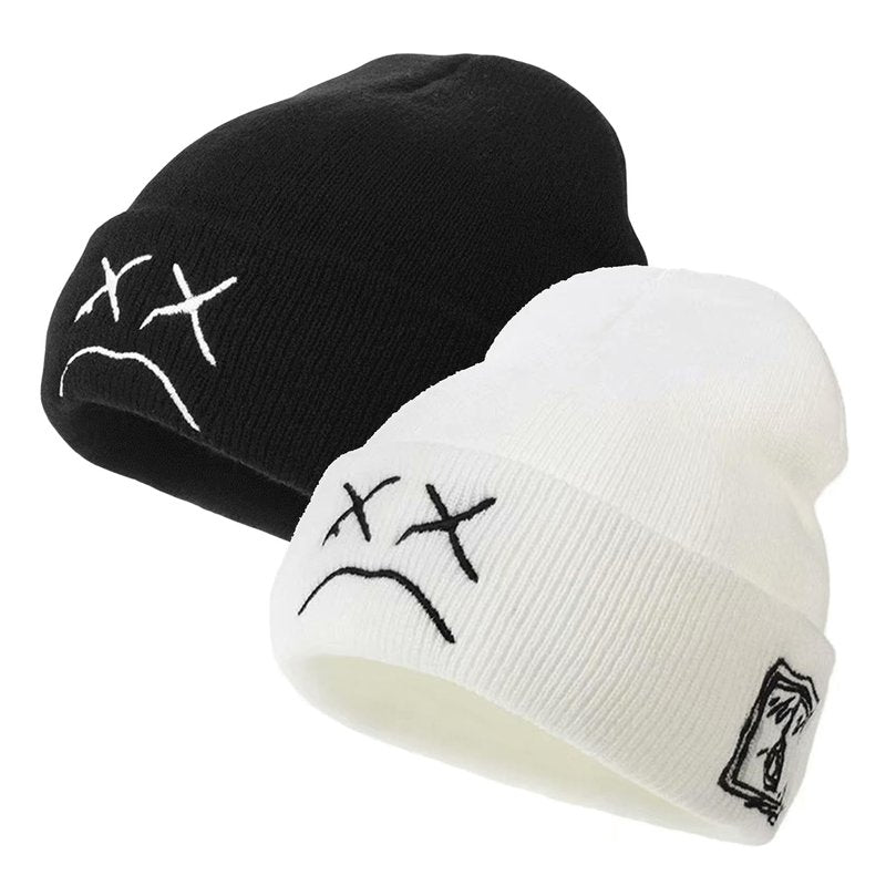 NNCEVM Fashion Beanie for Men Beanies Women,Warm Winter Hats for Men Embroidery Unisex Knit Hat Skull Cap(Black+White)