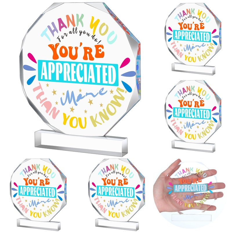 Menkxi 6 Pcs Appreciation Acrylic Award 4.72" x 5.31" Large Appreciation Trophy Employee Trophies Award Graduation Party Gifts for Employees Coworkers Team End of Year Gifts