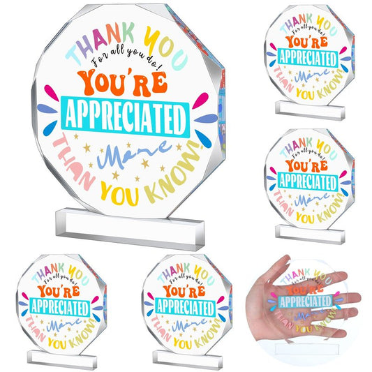 Menkxi 6 Pcs Appreciation Acrylic Award 4.72" x 5.31" Large Appreciation Trophy Employee Trophies Award Graduation Party Gifts for Employees Coworkers Team End of Year Gifts
