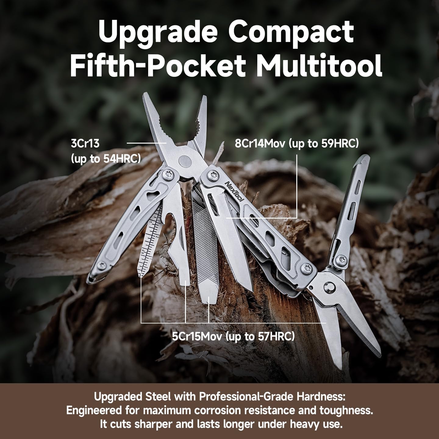 NexTool F12 Mini Multitool, 13-in-1 Keychain Multitool with Serrated Scissors, File and Safety Lock, Upgraded 80Cr14Mov Steel Multi Tool for EDC, Outdoor Adventures and DIY, Gifts for Men