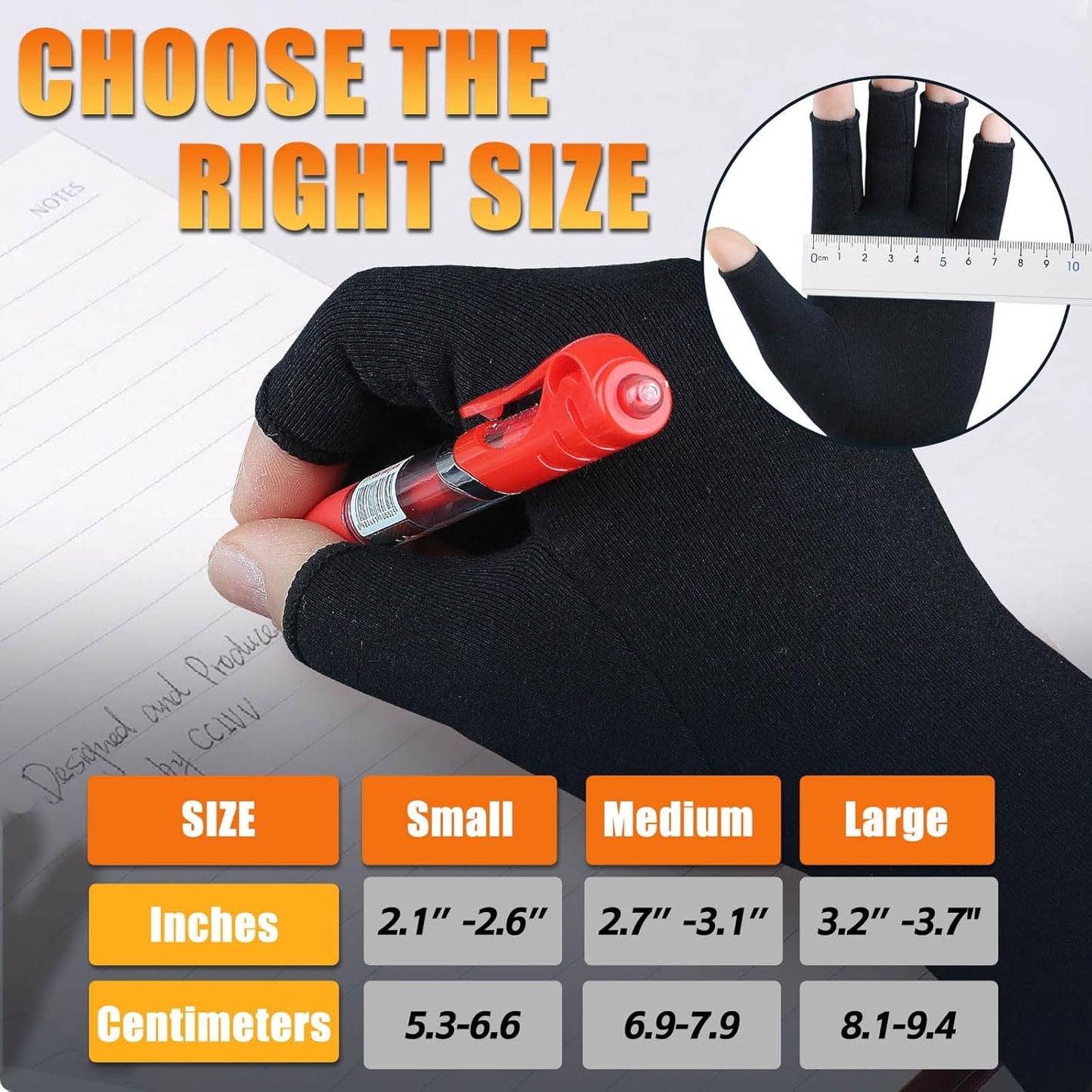 Compression Arthritis Gloves for Men & Women - Fingerless Design for Pain Relief | Carpal Tunnel Support (Medium, Pure Black)