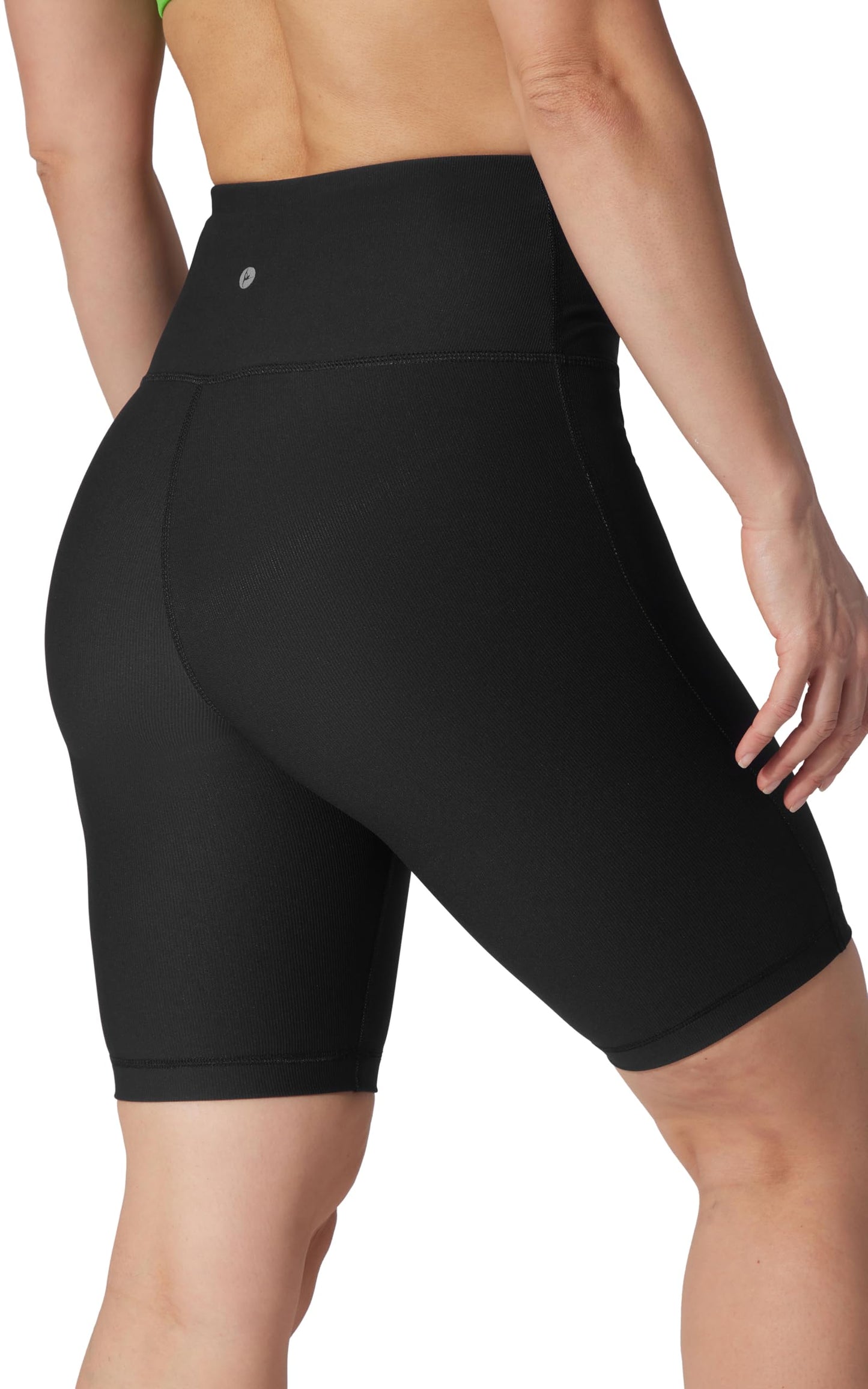 90 Degree By Reflex Womens High Waisted Biker Shorts Ribbed Workout Yoga Running Spandex Short - Black 9" Ribbed - Medium