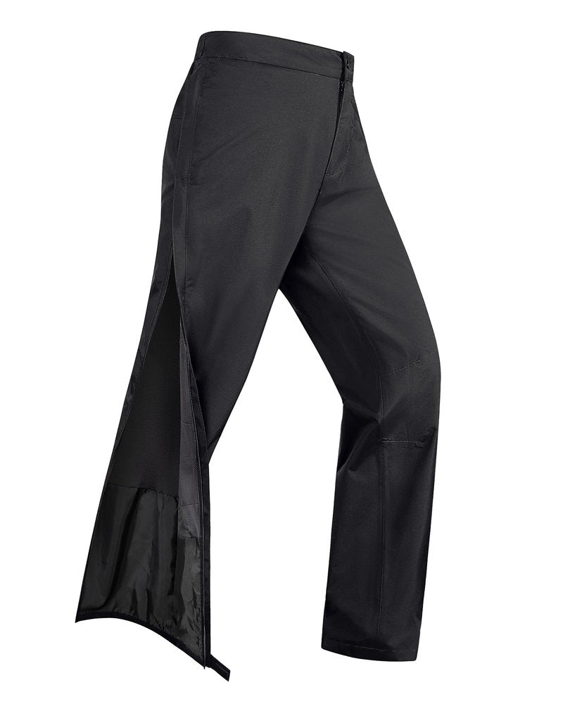 33,000ft Women's Full Zip Rain Pants Lightweight Rain Over Pants Windproof Outdoor Hiking Fishing Golf Black