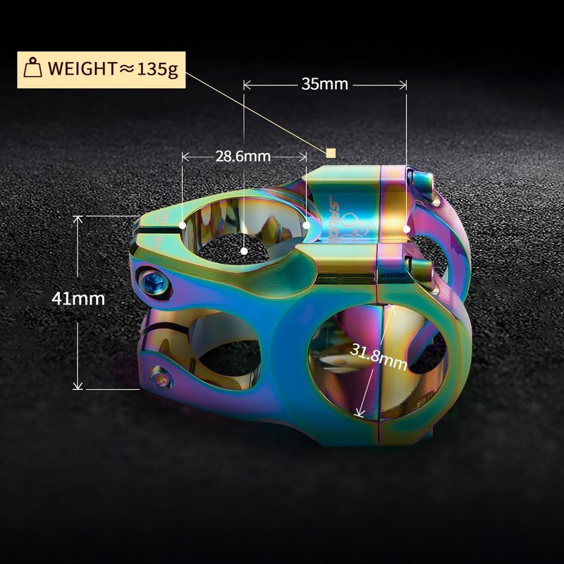 SRUOEC 31.8 * 28.6mm Bike Stems, 35mm Short Handlebar Mountain Bike Stem for Most Bicycle, Fixed Gear, Road Bike, Downhill Bike, Track Bike, MTB, BMX, Cycling, Oil Slick