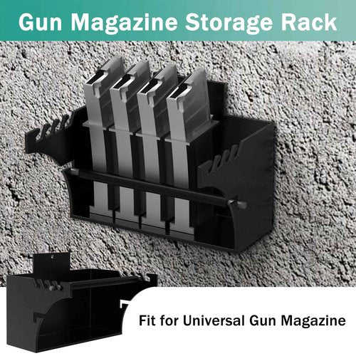 FOROIRON 4 Pack Universal Gun Magazine Storage Wall Mount Rack AR Mag Holder Wall Mount Display Mag Storage for All AR10, AR15, AK47, SKS, M4, Pistol Mags of All Calibers HD94-FW