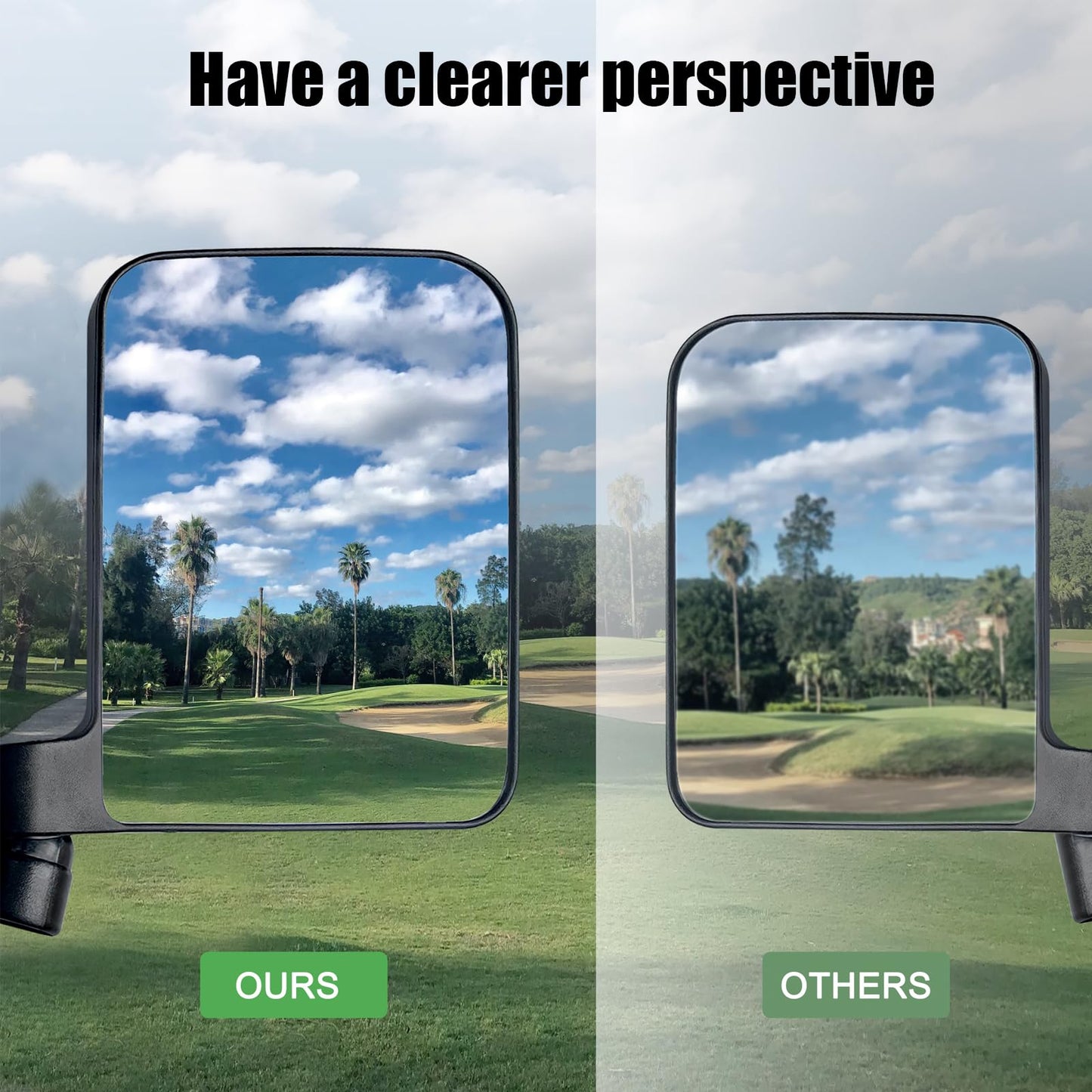 Mamiko Universal Magnetic Golf Cart No-Drilling Side Mirrors Compatible with EZGO Yamaha Club Car Railing Magnet Tractor Mirror Side View for Kubota - Plug and Play