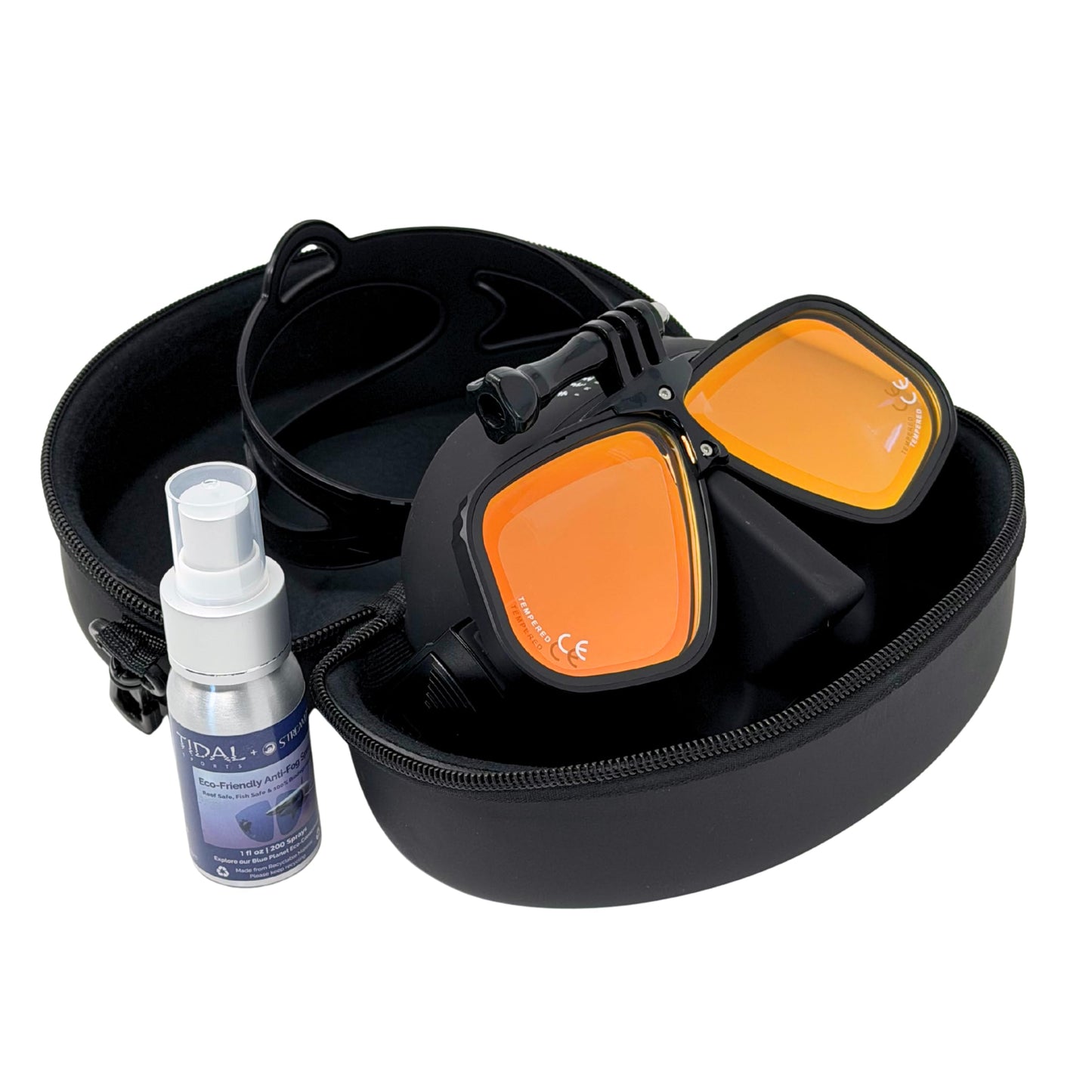 Tidal APEX Freedive Mask with Action Camera Mount- Low Volume Designed for Freediving, Spearfishing, Scuba Diving, and Snorkeling. Advanved Anti-Fog Freediving mask. (Black with Tinted Lens)