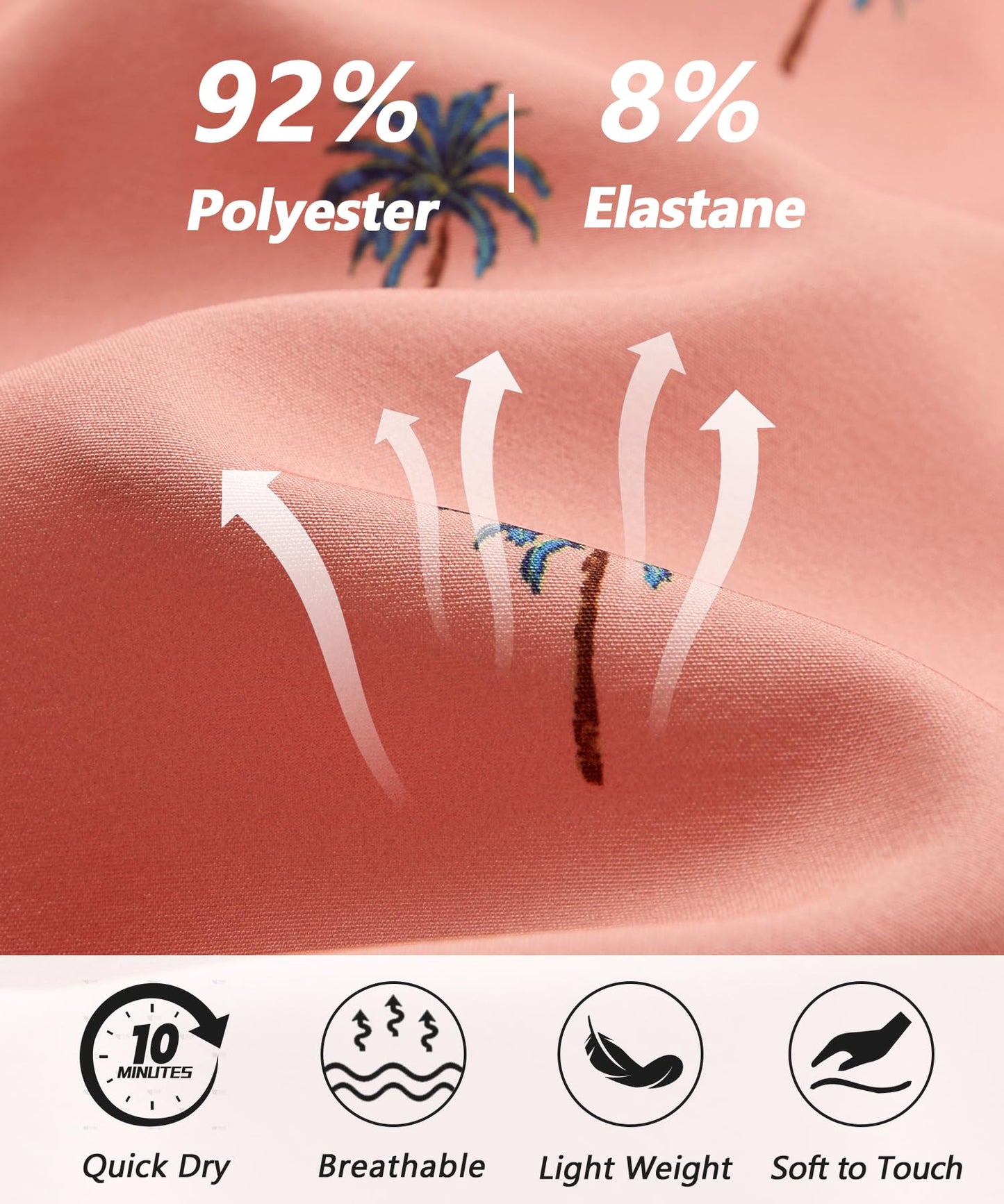ELETOP Men's Swim Trunks Quick Dry Bathing Suit Swimming Board Shorts Mesh Lining Beach Swimwear Orange Pink XL