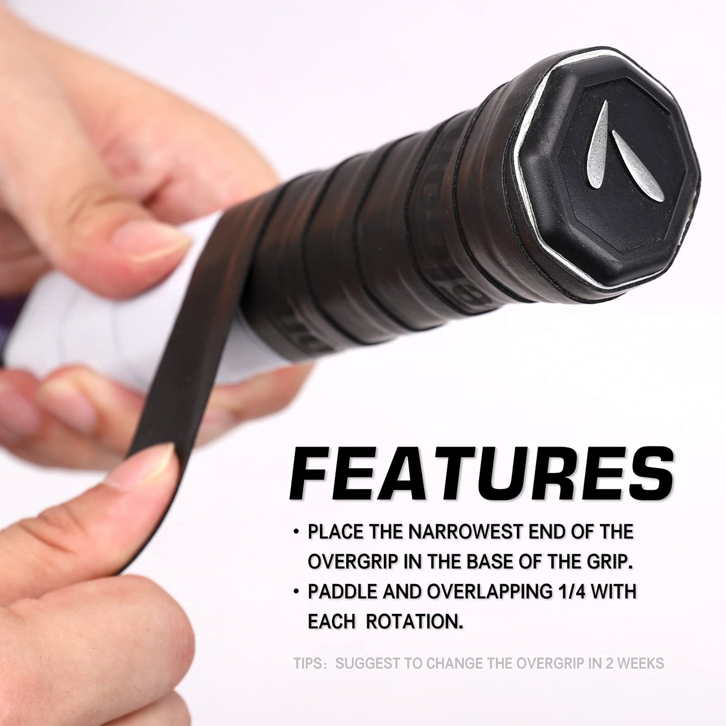 Teloon Overgrip Racket Grip Tape Tennis Overgrip Grip Tape，(6 or 12 Pack) Absorb Sweatbands Stretchy Anti Slip Protector Handle Overgrips. (Black-12 pcs)