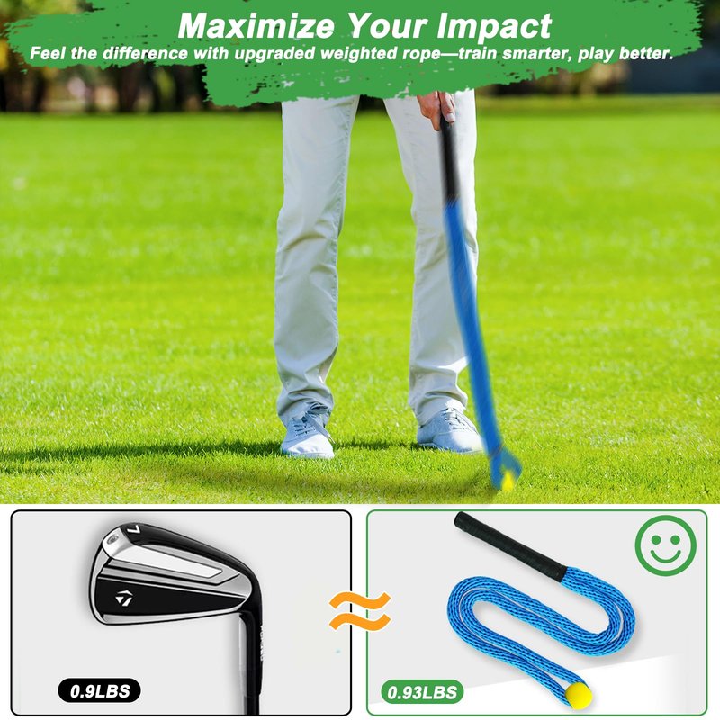 Cusprtm Golf Rope Swing Trainer, Professional Golf Swing Rope Training Aid to Improve Speed, Tempo, Rhythm, Flexibility and Strength, Golf Warm-Up Practice Equipment for Golfers of All Levels (Blue)