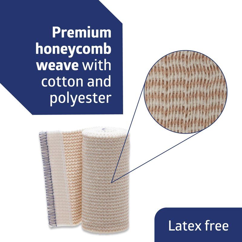Medline Matrix Wrap Elastic Bandage with Hook and Loop Closure, Non-Sterile, 4" x 5 yd, White/Beige (Pack of 10)