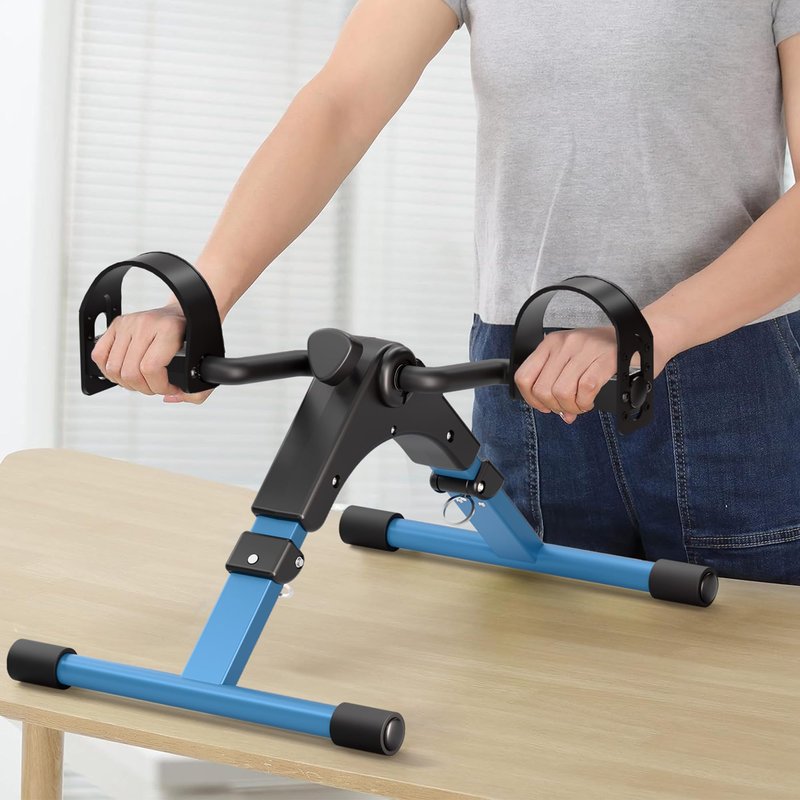 Pedal Exerciser Leg and Arm Exercise Bike with LCD Monitor Foldable (Black/Blue)