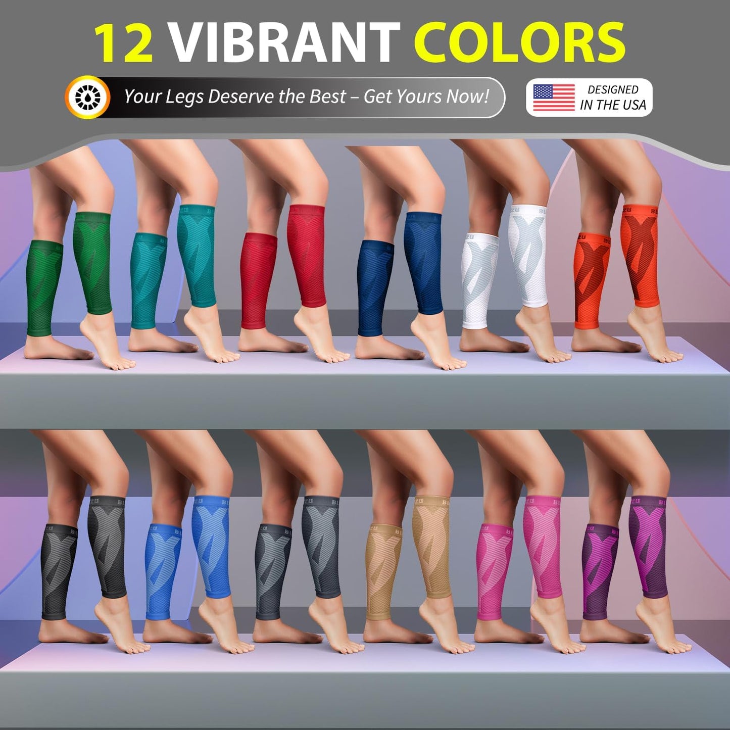 Calf Compression Sleeve for Men & Women - Footless Support for Shin Splints & Pain Relief | Ideal for Runners