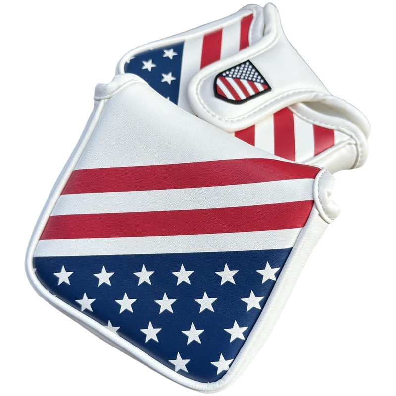 US Flag Golf Square Mallet Putter Head Cover Putter Headcover Magnetic Premium Synthetic Leather Patriotic Golf Club Cover for Men Golfer