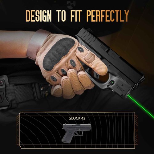 WARRIORLAND Green Laser Sight Fit Glock G42 with Holster Combo, Green Beam Sight with Power Indicator, Custom-Made IWB Kydex Holster Right, Windage and Elevation Adjustment, WLS-105G w/ G42