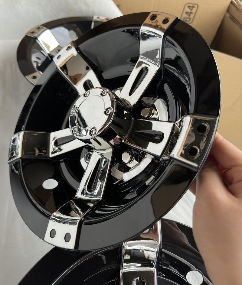 Dr.Acces Golf Cart 8" Wheel Covers Hub Caps W/Chrome Spokes for EZGO Cub Car Yamaha Golf Cart Set of 4pcs