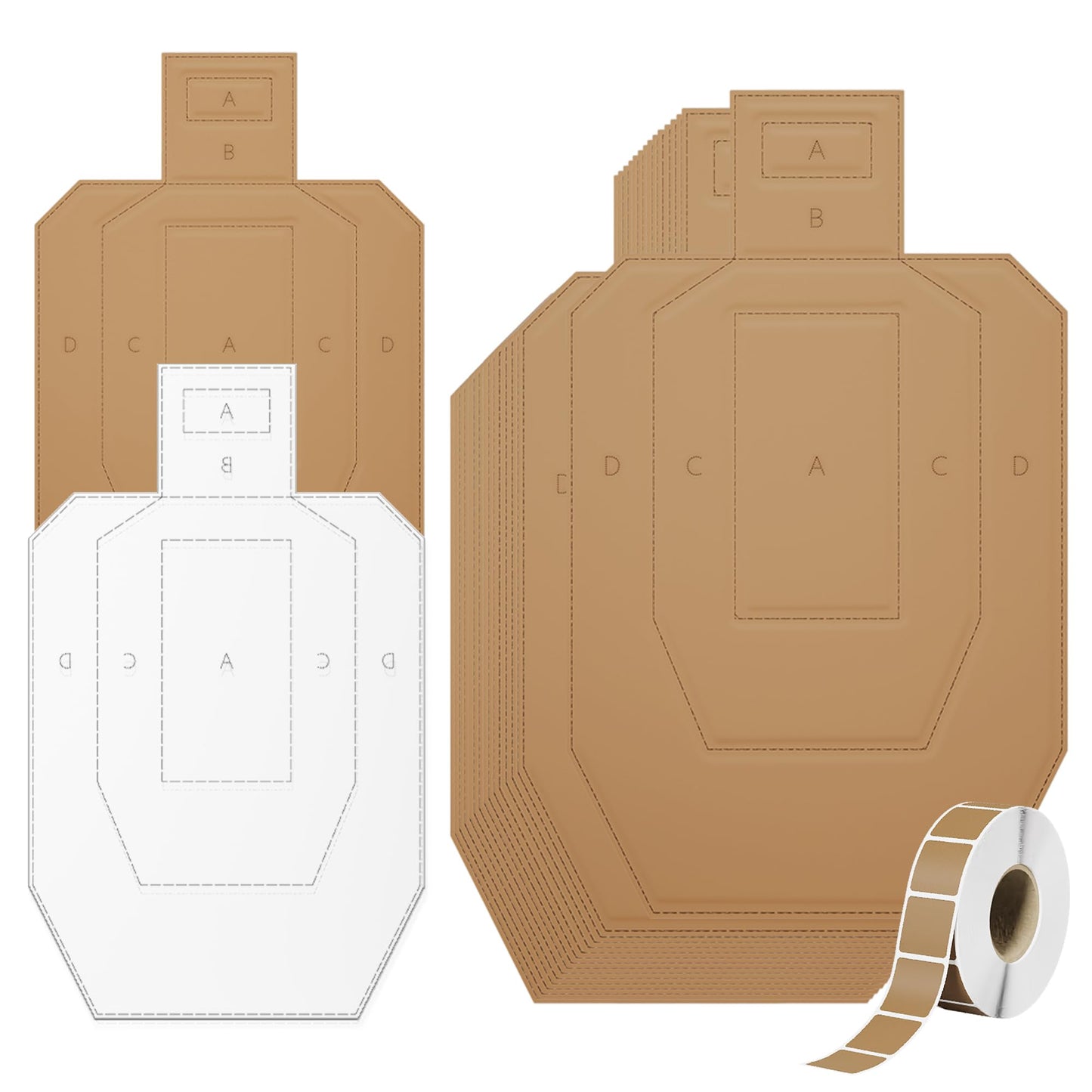 LAKINGO Cardboard Targets for Shooting, 30x18in Classic Silhouette Target with 1000 Pcs Square Target Pasters, Tactical Training