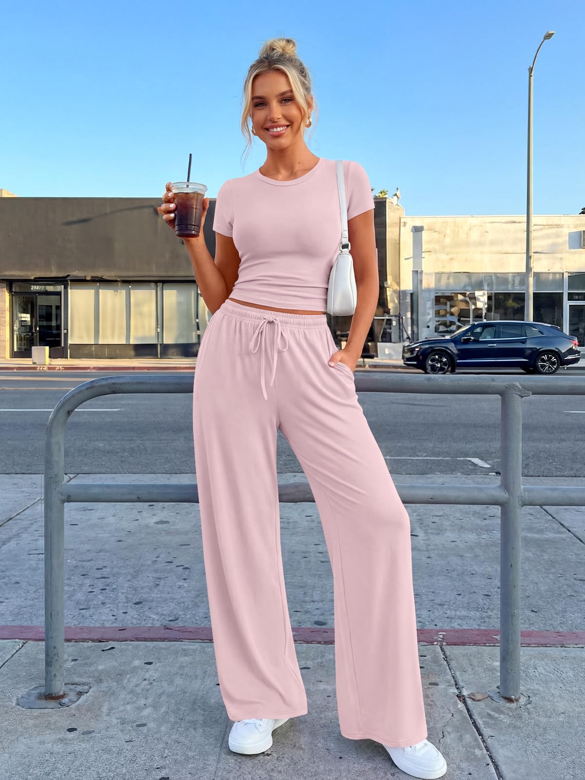 Trendy Queen Womens 2 Two Piece Set 2026 Summer Workout Vacation Gym Clothes Spring Fashion Lounge Matching Airport Travel Outfit Resort Wear Fitness Athleisure Clothing