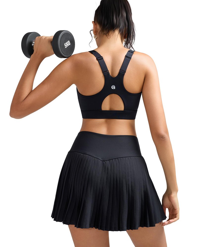 RUNNING GIRL Black Sports Bra for Women,Adjustable Straps Molded Cups High Support Sports Bras for Women Large Bust(3100Black_L)