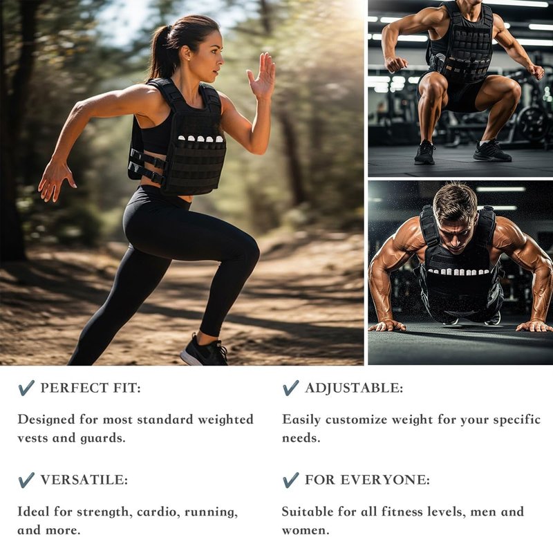 mavee Adjustable Weight Vest (Vest Only, Weights Not Included) - 32 Slots for Custom Resistance, Fits Men & Women - for Strength Training, Running, Fitness