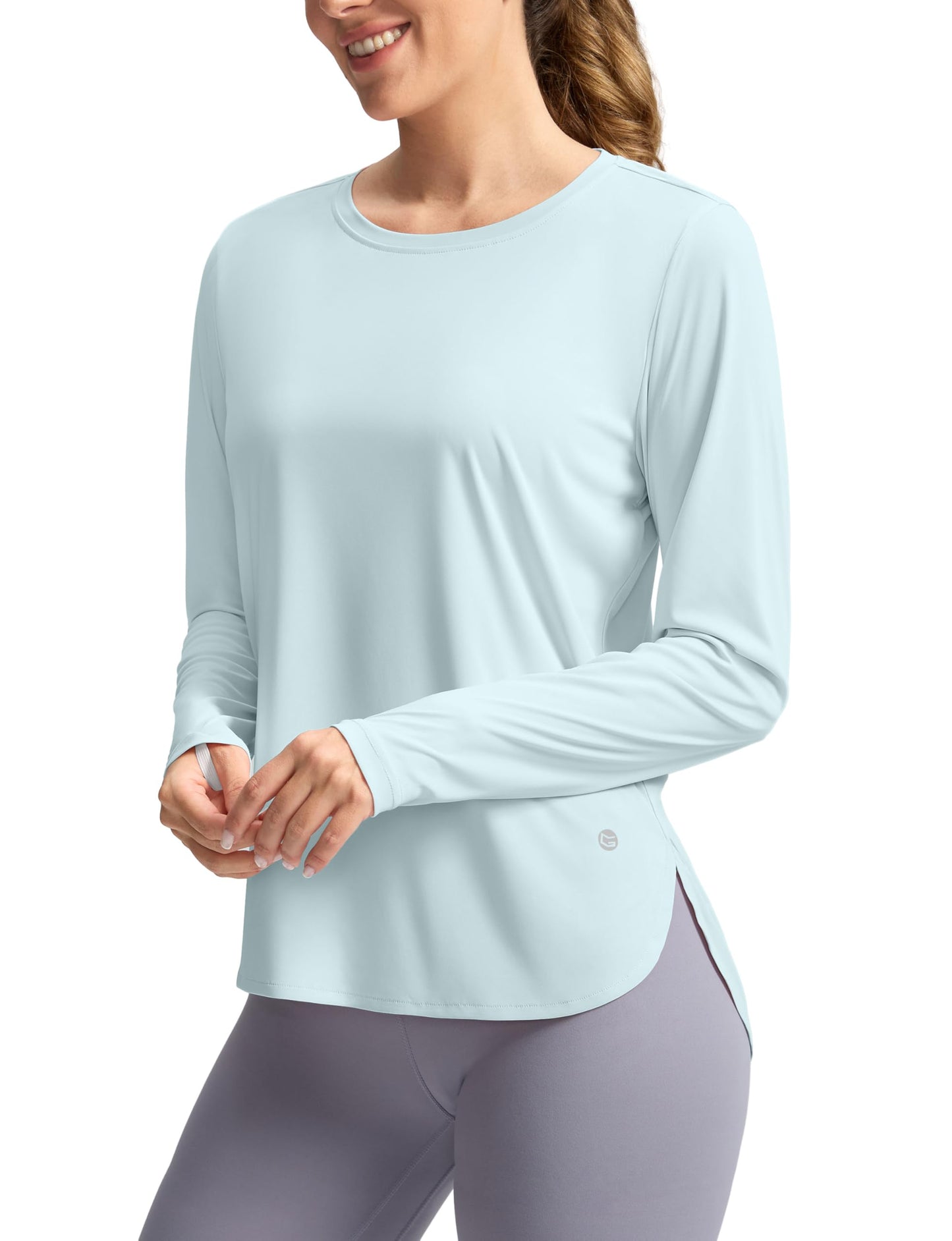 Women's Sun Shirts UPF 50+ Long Sleeve UV Protection Shirt Lightweight Quick Dry Workout Hiking Tops for Women(Light Blue,S)