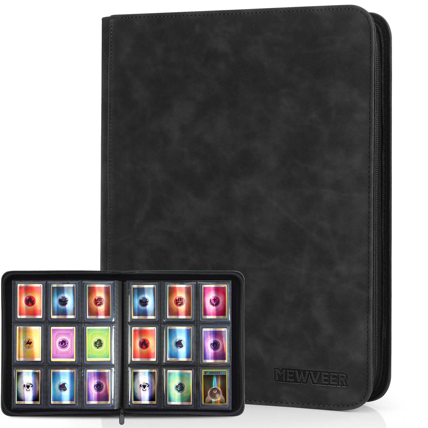 MewVeer Top Loader Card Binder, Holds 252 Top Loaders Storage, 9 Pockets with Sleeves, Trading Card Binder for Sports Cards, YGO/MTG Card Collection Binder - Black (Not for Cards WITHOUT a Top Loader)