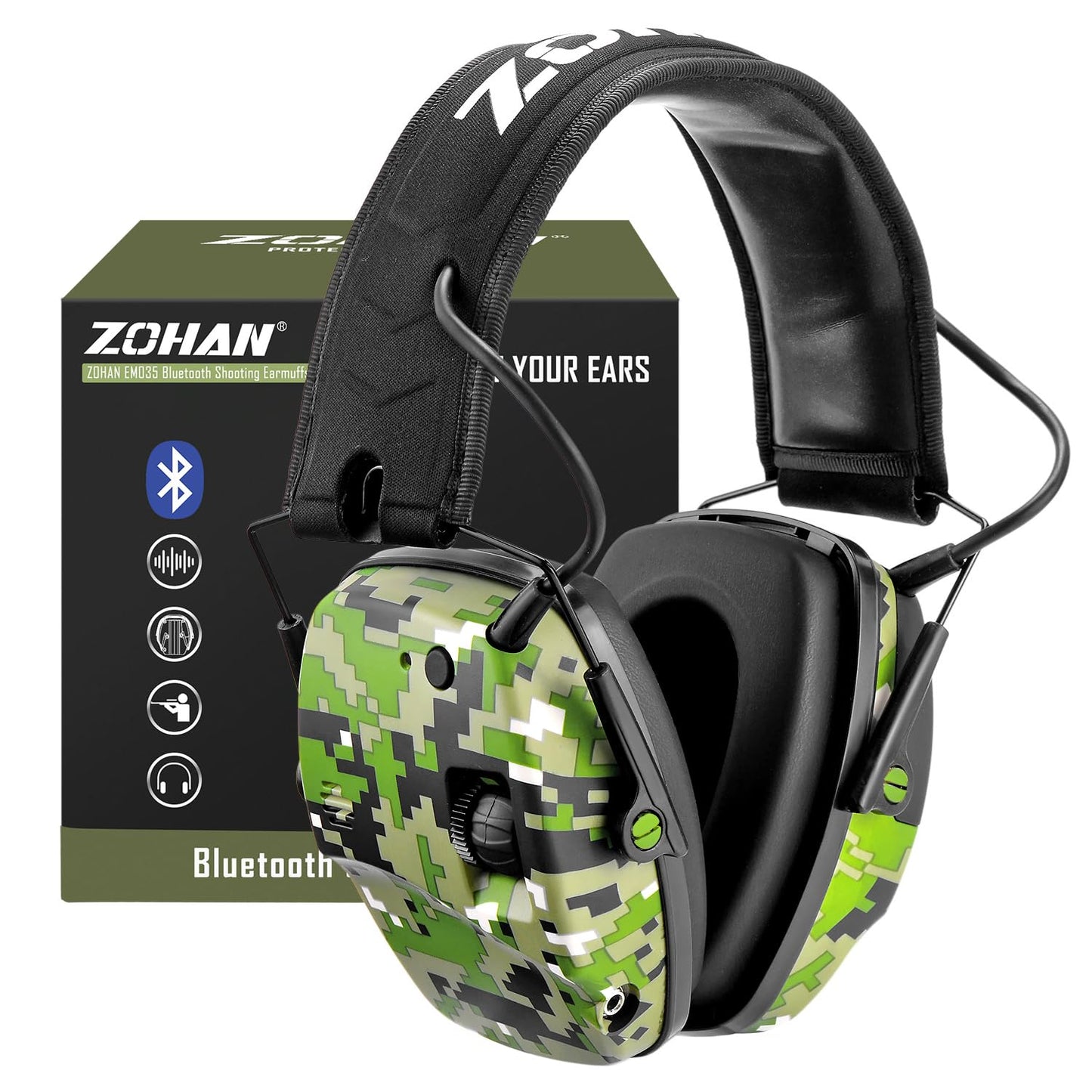 ZOHAN 035 Bluetooth 5.4 Shooting Ear Protection Earmuff, Active Noise Canceling, Hearing Protection with Sound Amplification