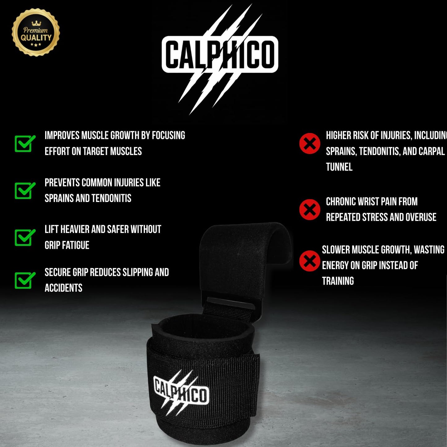 Lifting Hooks for Weight Training – Heavy Duty Steel with Ergonomic Lifting Straps & Wrist Support – Enhanced Grip