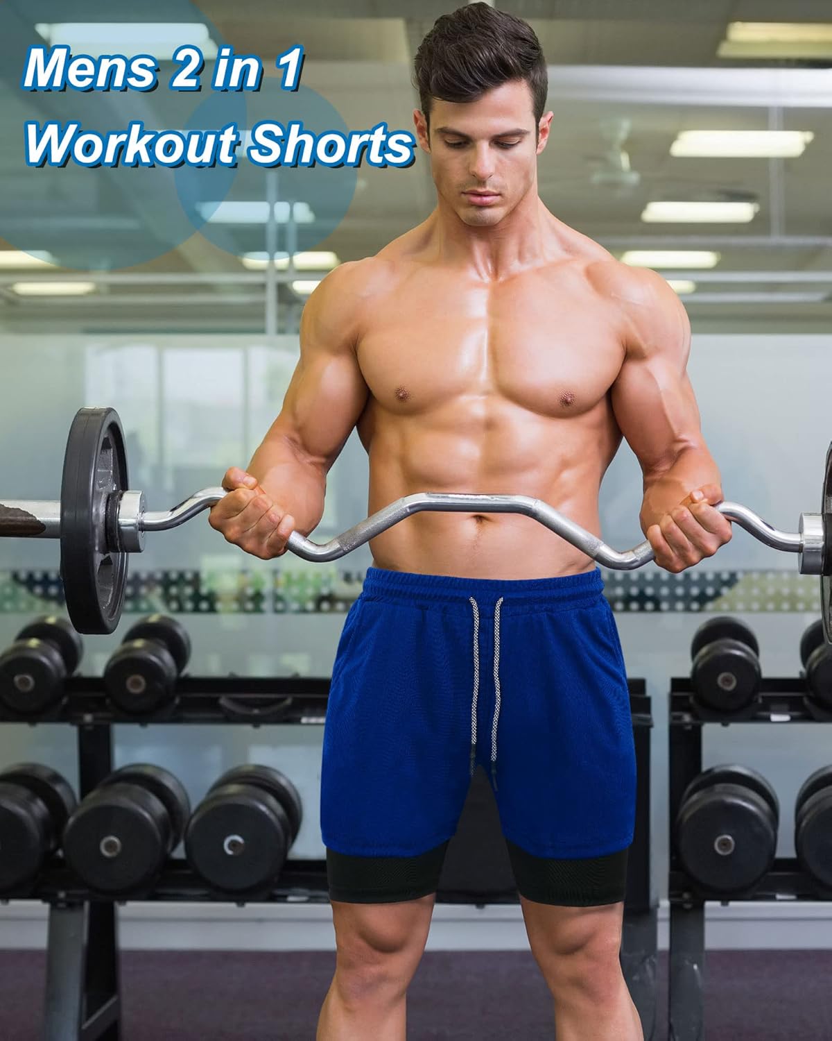 Sureio Men's 2-in-1 Workout Running Shorts - 5-Inch Quick-Dry Athletic Shorts with Liner & Pockets