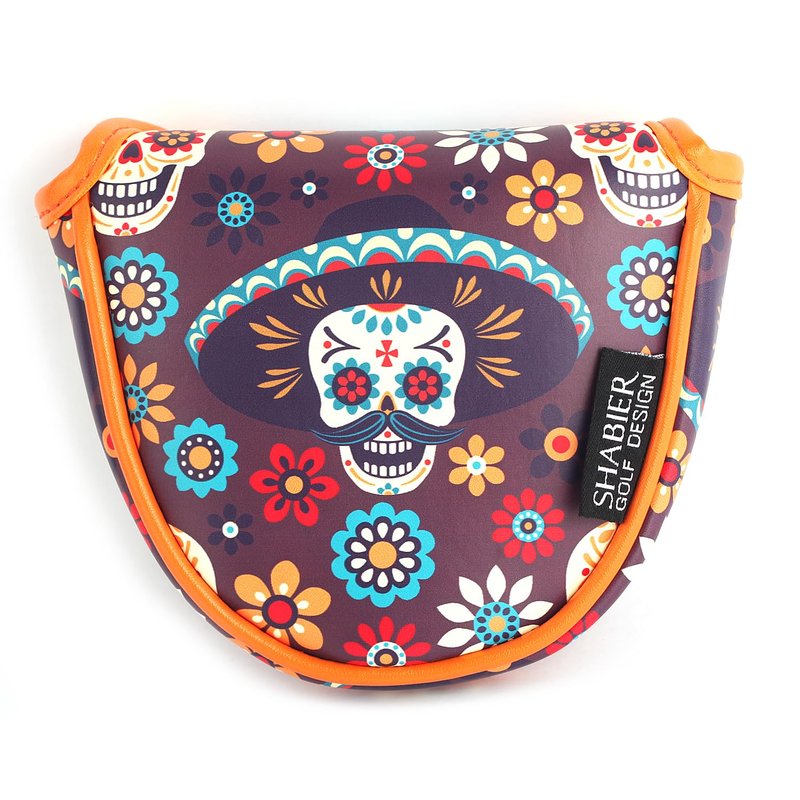 SHABIER Golf Large Mallet Headcover with Sugar Skull Design for Golf Putter Head Cover