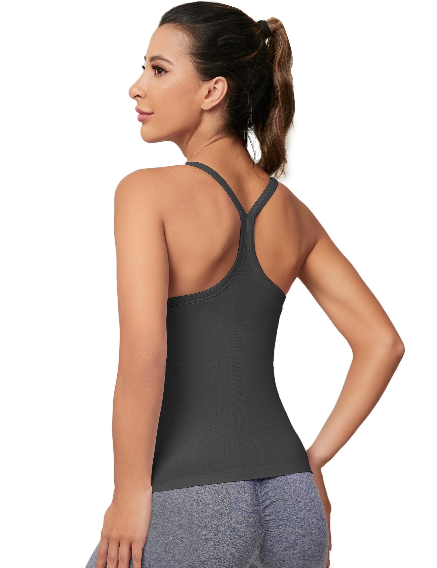 MathCat Workout Tank Tops for Women with Built in Bra, Sleeveless Gym Tops Seamless Racerback Athletic Yoga Shirts