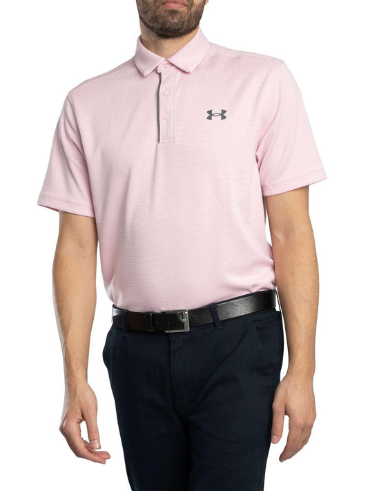 Under Armour Men's Tech Golf Polo, (647) Prime Pink / / Pitch Gray, Large