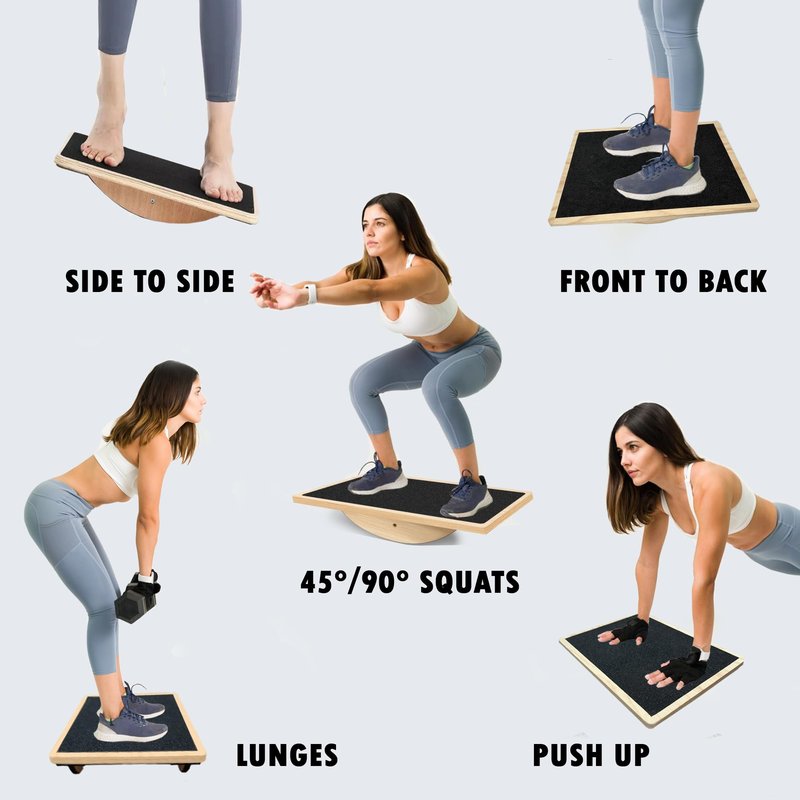 Balance Board Professional Wobble Board for Adults Anti-Slip for Physical Therapy Standing Desk Core Strength Wooden Rocker Board(350LBS) (Balance Board)