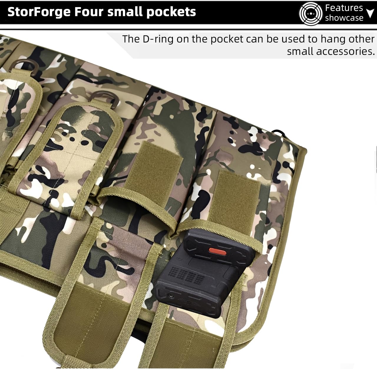StorForge Tactical Rifle Case Single Scoped,Soft Shooting Range Bag with Fastening Straps Inside,Dual Lockable Zippers,6 Pouches,2 carrying methods,36" 42" (Camo, 36IN)