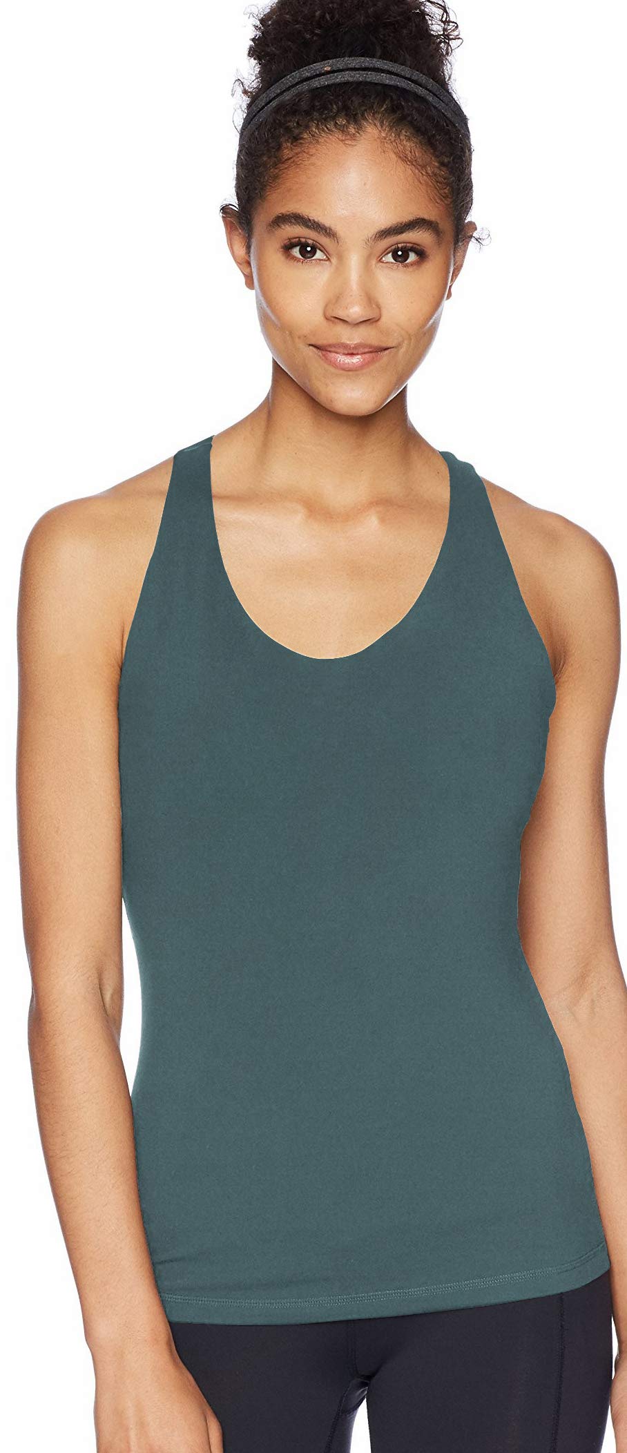 RUNNING GIRL Women's Workout Tank Top,Built in Shelf Sports Bra Strappy Back Compression Athletic Shirts（BX2680.Dark Green.L）