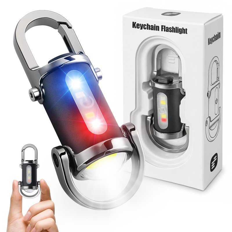 Ciwuzxs Keychain Flashlights Rechargeable, 800 Lumens EDC Mini Flashlights, All-Metal Body COB Keychain Light, Bright Small flashlights Powerful for Work, Walking, Searching and Hiking(Black)