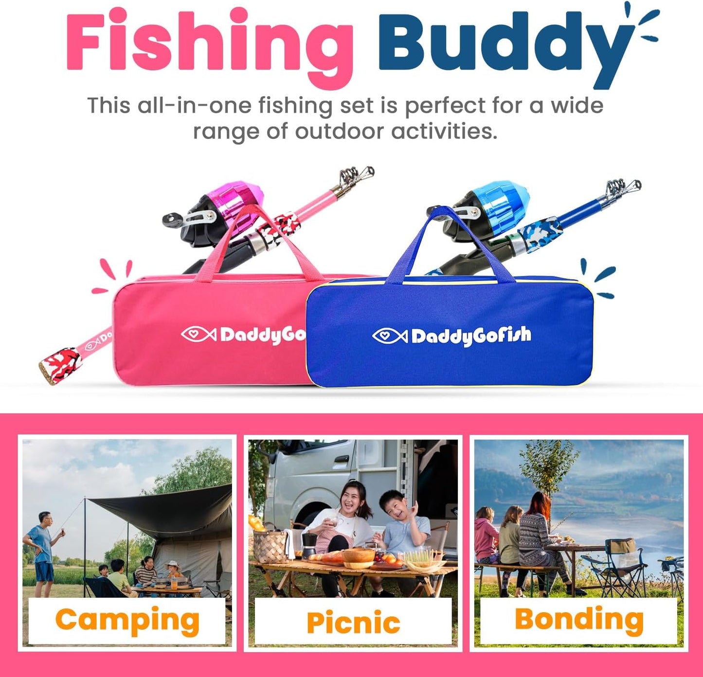 Kids Fishing Pole - Rod Reel Combo with Tackle Box - Starter Set for Beginners | Toddler Youth Junior Anglers
