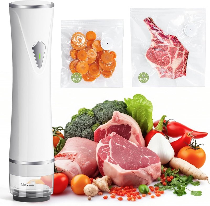 Handheld Vacuum Sealer - Compact Food Sealer for Wet & Dry Food | Strong Suction, 5X Freshness Preservation, White