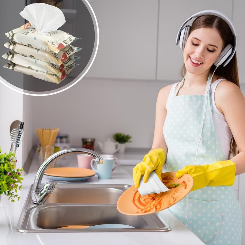 Threlaco 3/7 Pack Camping Dish Wipes Travel Dish Soap Cruise Cleaning Essentials 60/140 Count Mini Cleaning Soap Travel Size Portable Camping Personal Care Products(7 Pack)