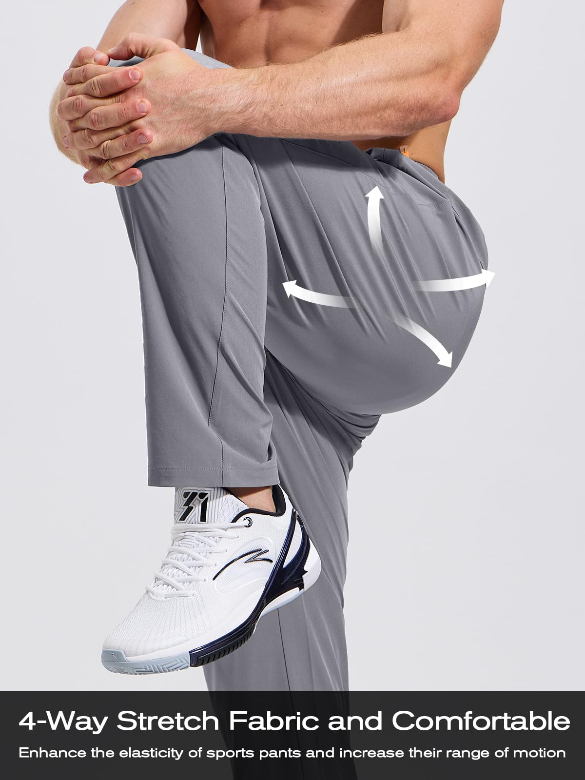 ZENGVEE Sweatpants for Men Athletic with Zipper Pockets Workout Sweat Pants Lightweight for Jogging Gym Running Track Exercise Moisture Wicking Training Lounge Open Bottom 3039 LightGray L
